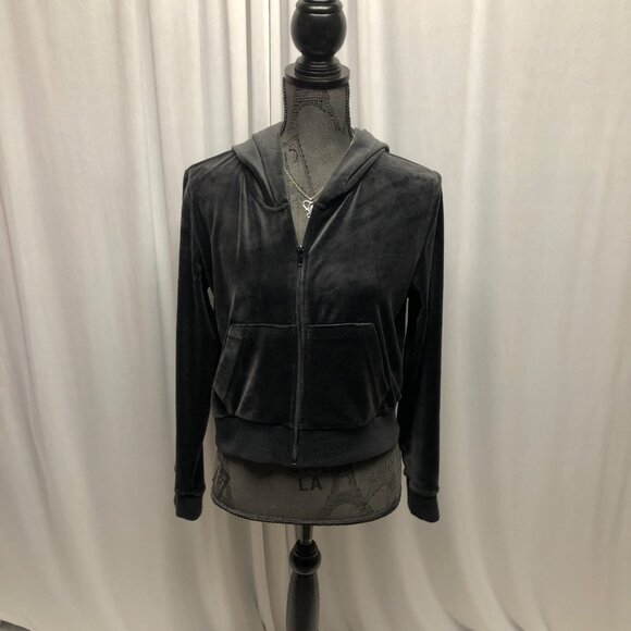 Avia Dark Gray Zip Up Hoodie Womens Size Medium Velvety Finish Jacket Athleisure - Picture 1 of 8